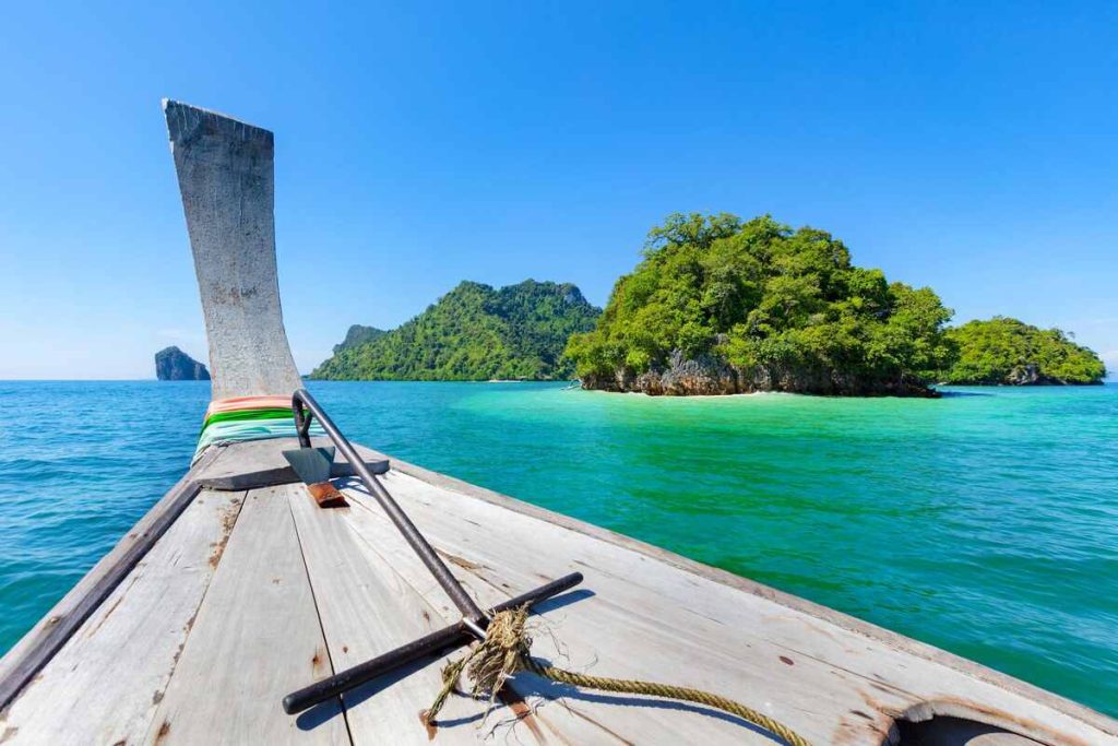 by boat